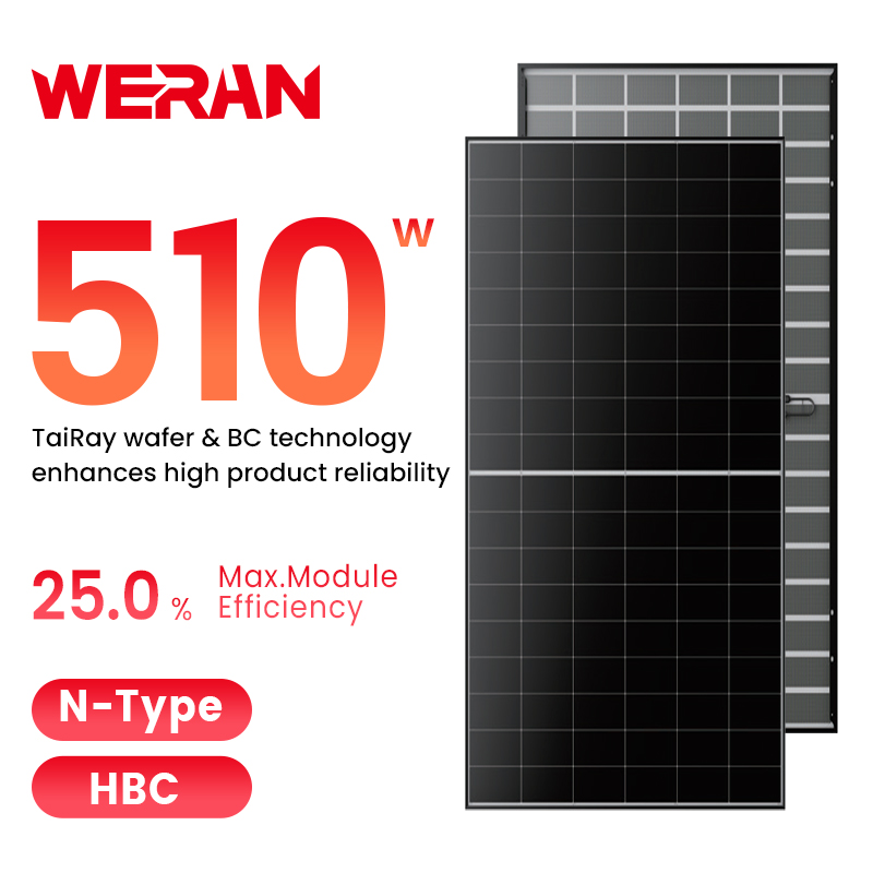 WERAN 495-510W Residential Bakkontakt Solcellepanel – OEM dobbelglass takmodul for distributører og installatører