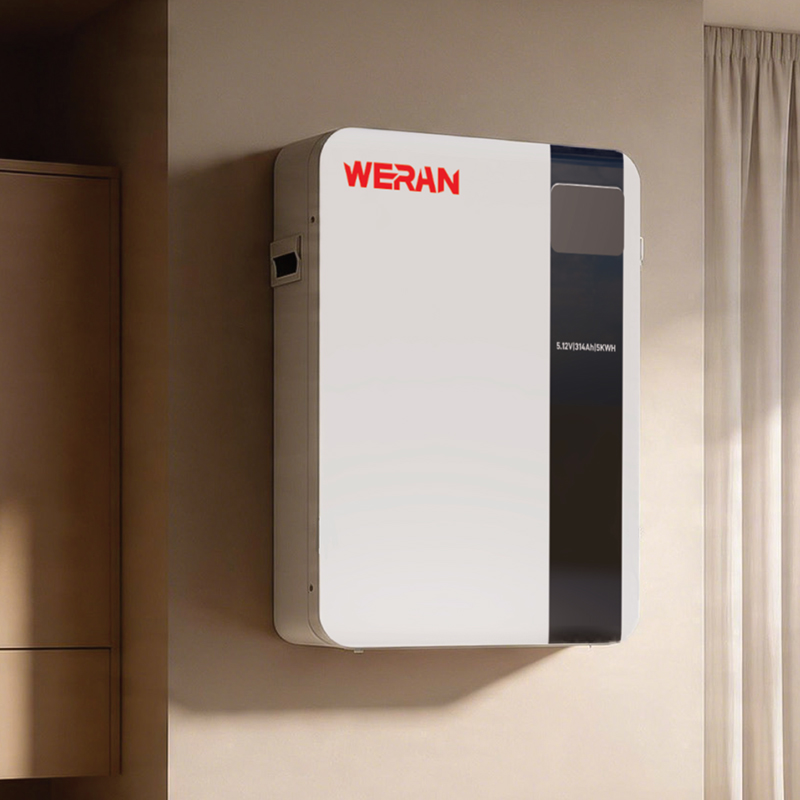 WERAN 51,2V 100Ah 5,12kWh Veggmontert LiFePO4-batteri for lagring av solenergi i boliger